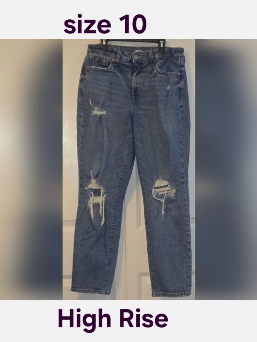 Old Navy O.G. Straight Ladies size 10 Distressed Blue Jeans High Rise